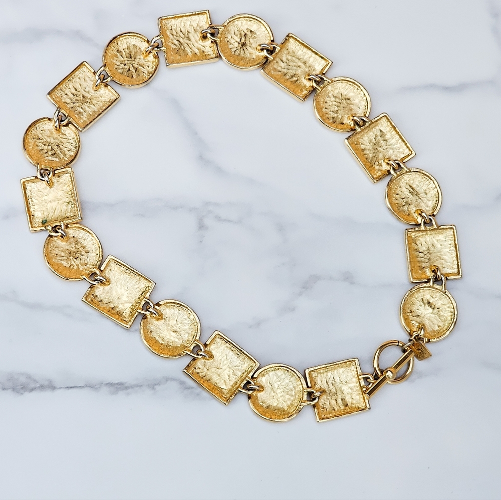 Anne Klein Vintage Gold Tone Modernist Chunky Choker Necklace - Picture 4 of 5